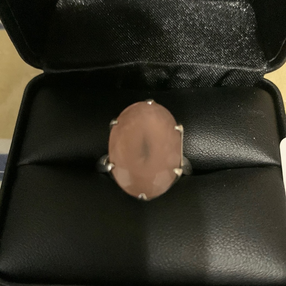 Large Rose Quartz Sterling Silver Ring